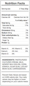 sour cream - nutrition panel