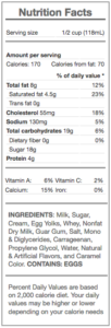 Buttered Rum Nog - nutrition panel