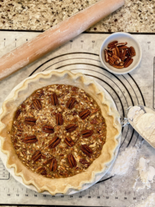 Baked whole pecan pie