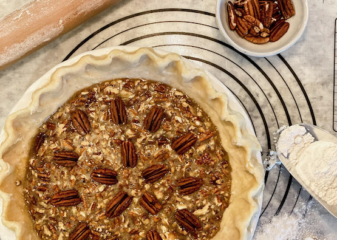 Baked whole pecan pie